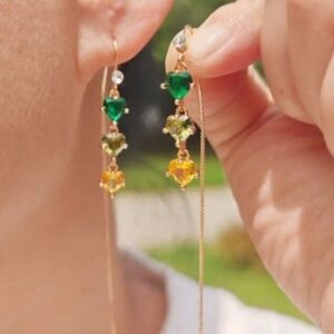 Heart shaped Rhinestones  Tassel Dangle earrings